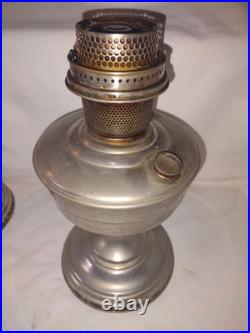 3 Vtg Aladdin Lamps- Nickel Plated Brass Kerosene Oil Lamp Model 11 & 12
