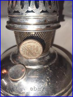 3 Vtg Aladdin Lamps- Nickel Plated Brass Kerosene Oil Lamp Model 11 & 12