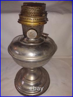 3 Vtg Aladdin Lamps- Nickel Plated Brass Kerosene Oil Lamp Model 11 & 12