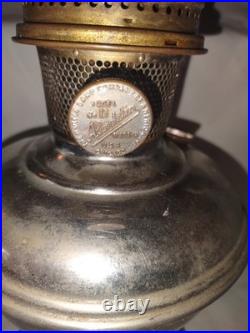 3 Vtg Aladdin Lamps- Nickel Plated Brass Kerosene Oil Lamp Model 11 & 12