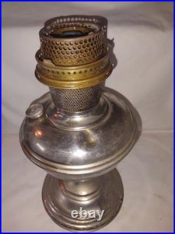 3 Vtg Aladdin Lamps- Nickel Plated Brass Kerosene Oil Lamp Model 11 & 12