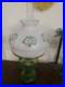 #5056 Vtg Aladdin Green Crystal Glass Oil Lamp Purple Violet Shade. 24 X 12