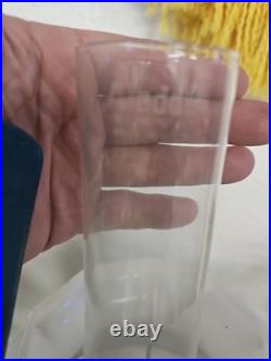 #5056 Vtg Aladdin Green Glass Oil Lamp Purple Violet Flower Shade. 24 X 12