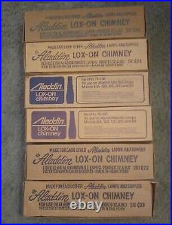 6 Aladdin Lamp R-103 Lox-On Chimney Models 12, A, B, C, 21C & 23 Vintage 1980s