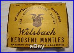 7 Welsbach Aladdin Kerosene Lamp mantles in Original Store Display Box and Wick