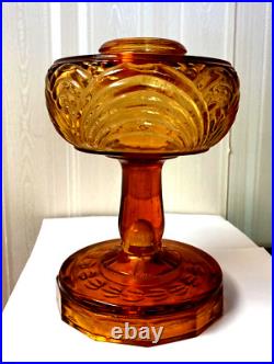 A Vintage Amber Glass Lamp Fount