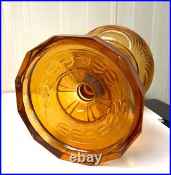 A Vintage Amber Glass Lamp Fount