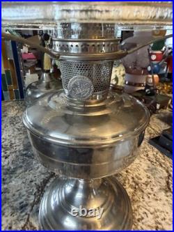 ALADDIN #12 NICKEL LAMP Rare Straight Side Log Cabin Shade 616S Aladdin Chimney