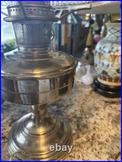 ALADDIN #12 NICKEL LAMP Rare Straight Side Log Cabin Shade 616S Aladdin Chimney