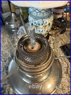 ALADDIN #12 NICKEL LAMP Rare Straight Side Log Cabin Shade 616S Aladdin Chimney