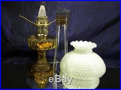 ALADDIN Amber CATHEDRAL Oil Lamp Lox-On Chimney Model B Burner and Shade