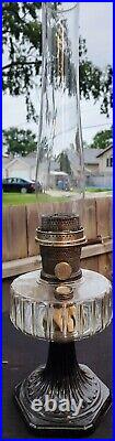 ALADDIN B-104 CORINTHIAN CLEAR FONT BLACK FOOT 1930s MODEL B BURNER & CHIMNEY