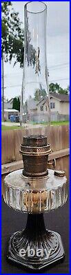 ALADDIN B-104 CORINTHIAN CLEAR FONT BLACK FOOT 1930s MODEL B BURNER & CHIMNEY