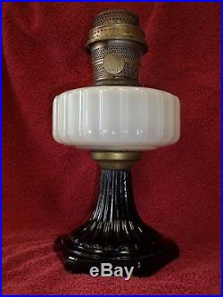 ALADDIN BLACK CLEAR CORINTHIAN MOONSTONE OIL KEROSENE LAMP ANTIQUE