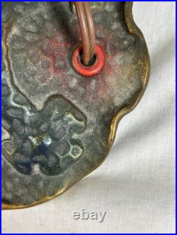 ALADDIN BOUDOIR LAMP with Hammered Arts & Crafts Base & REVERSE PAINTED LILIES