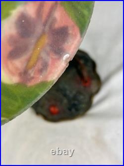 ALADDIN BOUDOIR LAMP with Hammered Arts & Crafts Base & REVERSE PAINTED LILIES