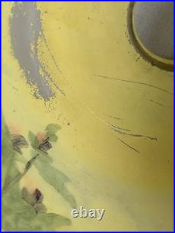 ALADDIN BOUDOIR LAMP with Hammered Arts & Crafts Base & REVERSE PAINTED LILIES