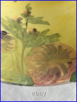 ALADDIN BOUDOIR LAMP with Hammered Arts & Crafts Base & REVERSE PAINTED LILIES