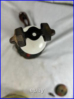 ALADDIN BOUDOIR LAMP with Hammered Arts & Crafts Base & REVERSE PAINTED LILIES