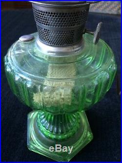 ALADDIN CATHEDRAL Green Glass Kerosene Oil Table Lamp Electrified