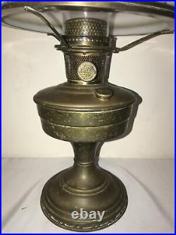 ALADDIN COLONIAL OIL LAMP BRASS, COMPLETE WithCHIMNEY, SHADE & BURNER