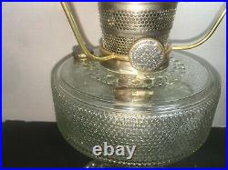 ALADDIN COLONIAL OIL LAMP CLEAR GLASS, COMPLETE WithCHIMNEY, SHADE & BURNER