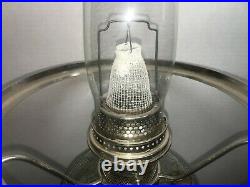 ALADDIN COLONIAL OIL LAMP VASELINE COLOR, COMPLETE WithCHIMNEY, SHADE & BURNER
