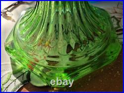 ALADDIN Corinthian Clear Over Green Uranium or Manganese Glass Base