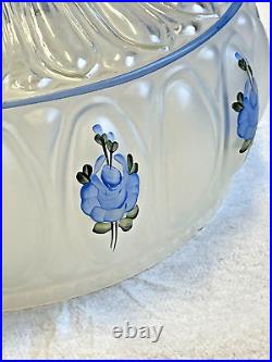 ALADDIN DRAPE LAMP With White & Blue Rose HAND PAINTED SHADE withAccessories