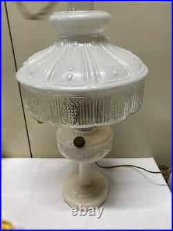 ALADDIN Electrified Kerosene Oil Lamp B-15 Pink Alacrite Glass Washington Drape