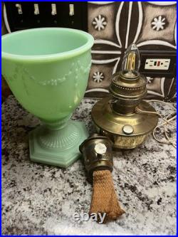 ALADDIN FLORENTINE VASE LAMP JADEITE GREEN / Model 23 Burner Electric And Oil