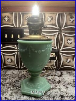 ALADDIN FLORENTINE VASE LAMP JADEITE GREEN / Model 23 Burner Electric And Oil