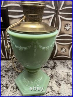 ALADDIN FLORENTINE VASE LAMP JADEITE GREEN / Model 23 Burner Electric And Oil