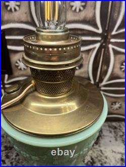 ALADDIN FLORENTINE VASE LAMP JADEITE GREEN / Model 23 Burner Electric And Oil