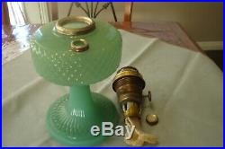 ALADDIN GREEN MOONSTONE QUILT Pattern OIL LAMP B-86 No Chimney FREE SHIPPING