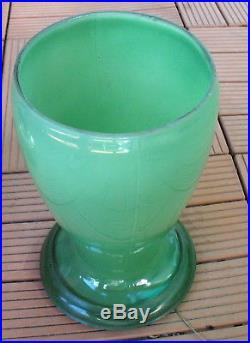 ALADDIN GREEN VENETIAN ART GLASS OIL LAMP 1243 LG Model #12 Burner Chimney LoxOn