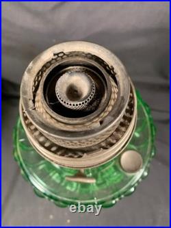 ALADDIN Green Uranium CATHEDRAL Table Lamp Model #108 B Burner c1934 Glows