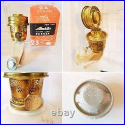 ALADDIN Incandescent FLORAL GLASS OIL LAMP Loxon Mantle CHIMNEY Model 23 BURNER