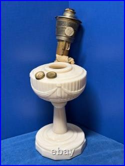 ALADDIN Ivory Alacite Tall Lincoln Drape Oil Lamp Base, Mod. B Burner, Fill Cap
