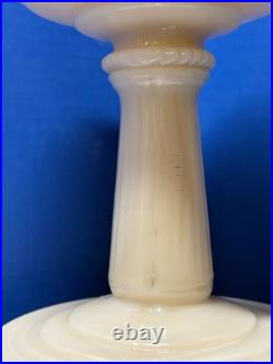 ALADDIN Ivory Alacite Tall Lincoln Drape Oil Lamp Base, Mod. B Burner, Fill Cap