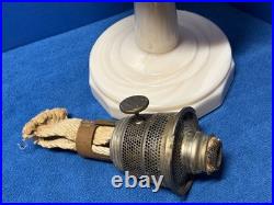 ALADDIN Ivory Alacite Tall Lincoln Drape Oil Lamp Base, Mod. B Burner, Fill Cap