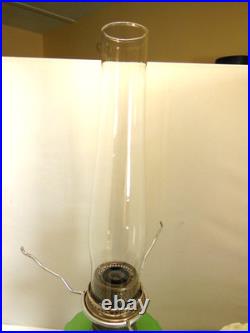 ALADDIN JADITE GREEN MOONSTONE CATHEDRAL OIL LAMP With FROSTED FINSH FLORAL SHADE