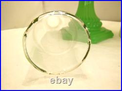 ALADDIN JADITE GREEN MOONSTONE CATHEDRAL OIL LAMP With FROSTED FINSH FLORAL SHADE