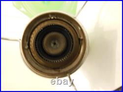 ALADDIN JADITE GREEN MOONSTONE CATHEDRAL OIL LAMP With FROSTED FINSH FLORAL SHADE