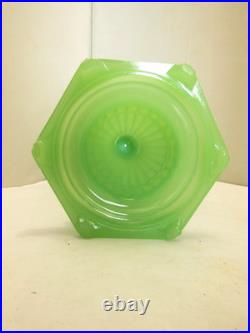 ALADDIN JADITE GREEN MOONSTONE CATHEDRAL OIL LAMP With FROSTED FINSH FLORAL SHADE