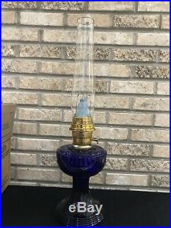 ALADDIN KEROSENE OIL LAMP Model 23 Short LINCOLN DRAPE COBALT BLUE NOS
