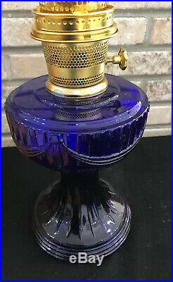 ALADDIN KEROSENE OIL LAMP Model 23 Short LINCOLN DRAPE COBALT BLUE NOS