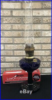 ALADDIN KEROSENE OIL LAMP Model Tall LINCOLN DRAPE COBALT BLUE Model B Burner