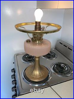ALADDIN KEROSENE/OIL QUEEN pink rose MOONSTONE LAMP Electrified SUPER NICE