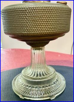 ALADDIN LAMP 1933 COLONIAL FONT & HOBNAIL SHADE MODEL B BURNER With NICKEL ACCENTS